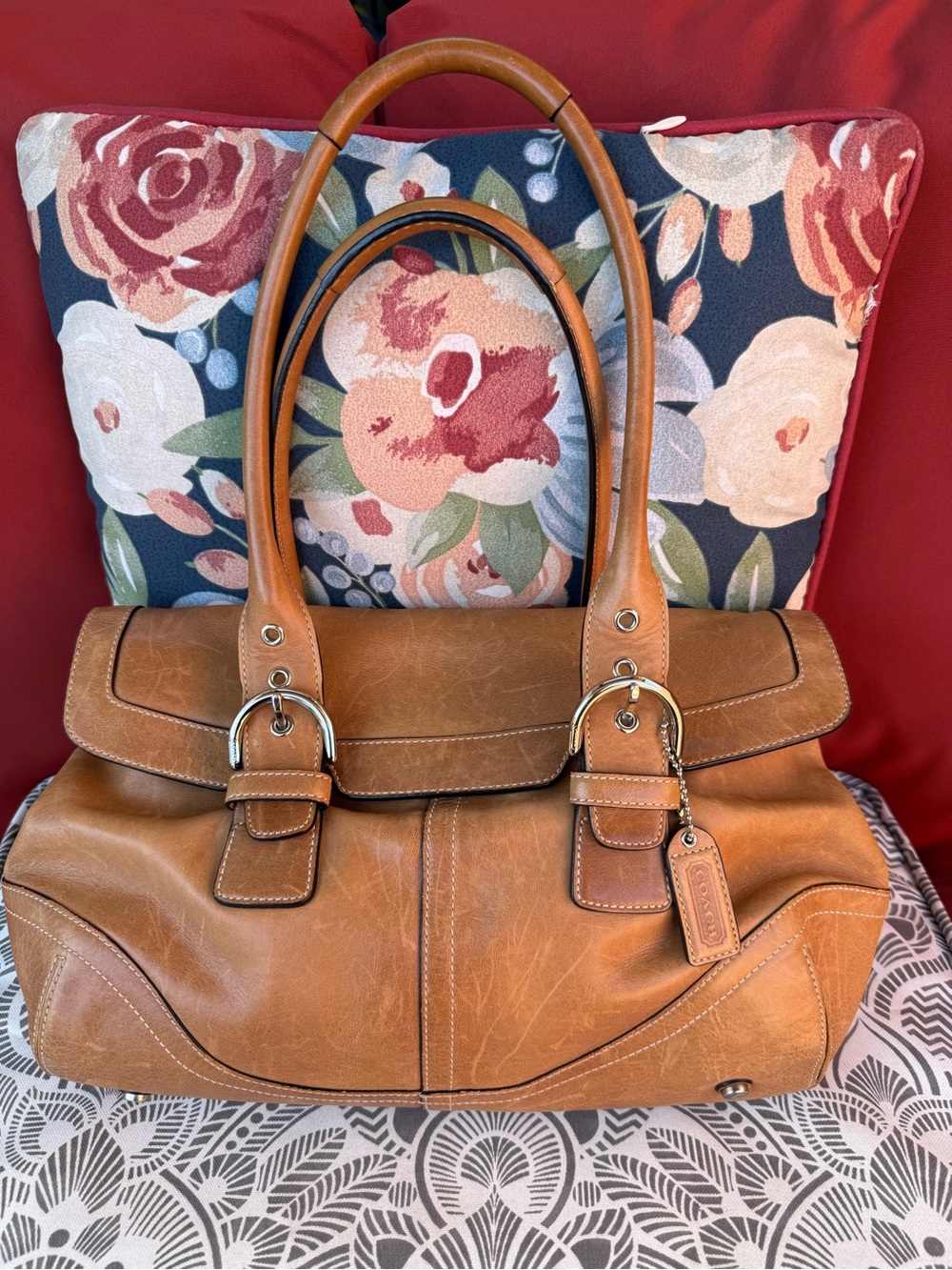 RARE STYLE VINTAGE AUTHENTIC COACH WOMENS TAN LEATHER BAG